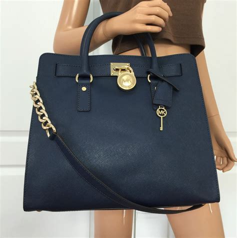 michael kors navy hamilton purse|Michael Kors Hamilton large satchel.